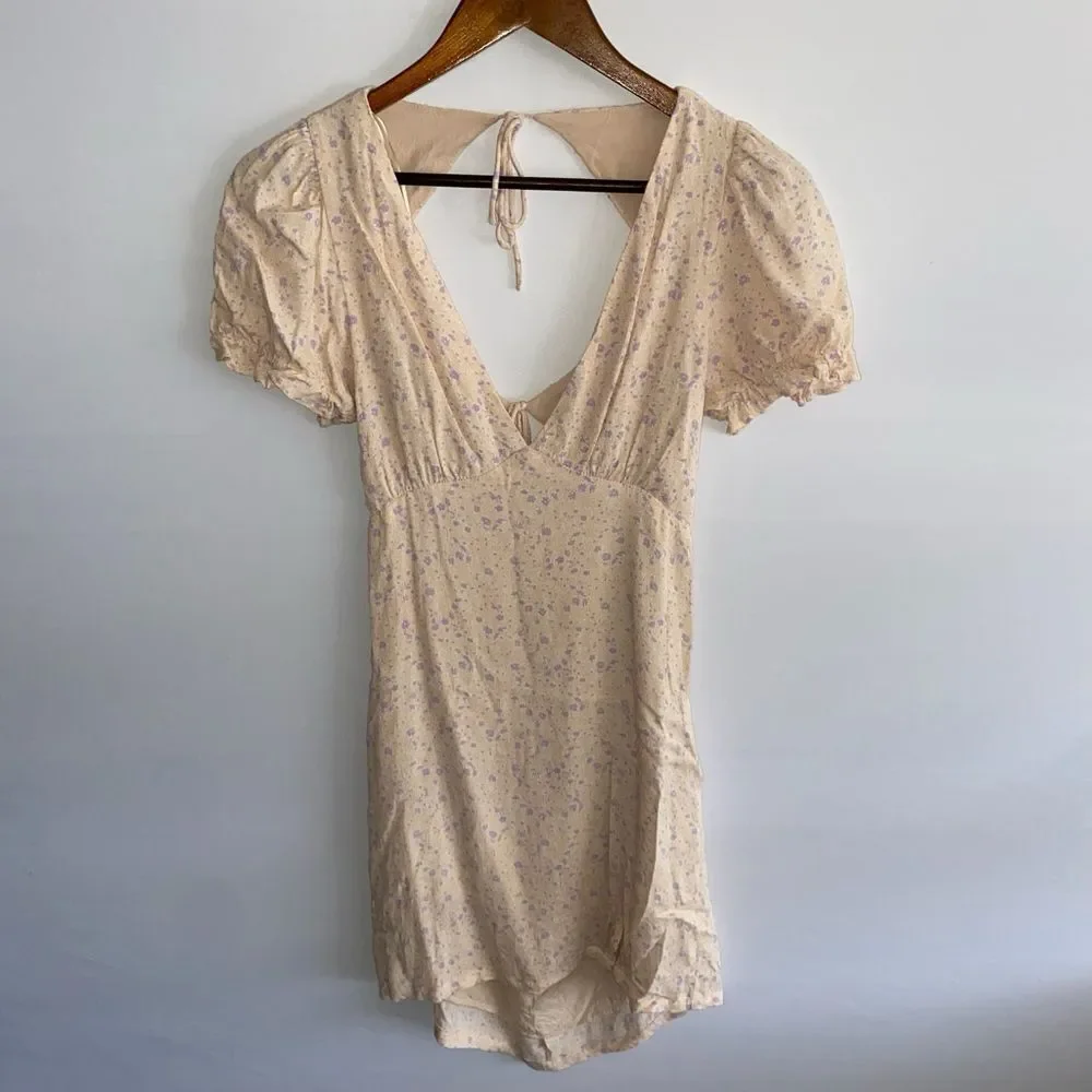 Sophie Rue Revolve Peachy Pink Floral Dress Open Back